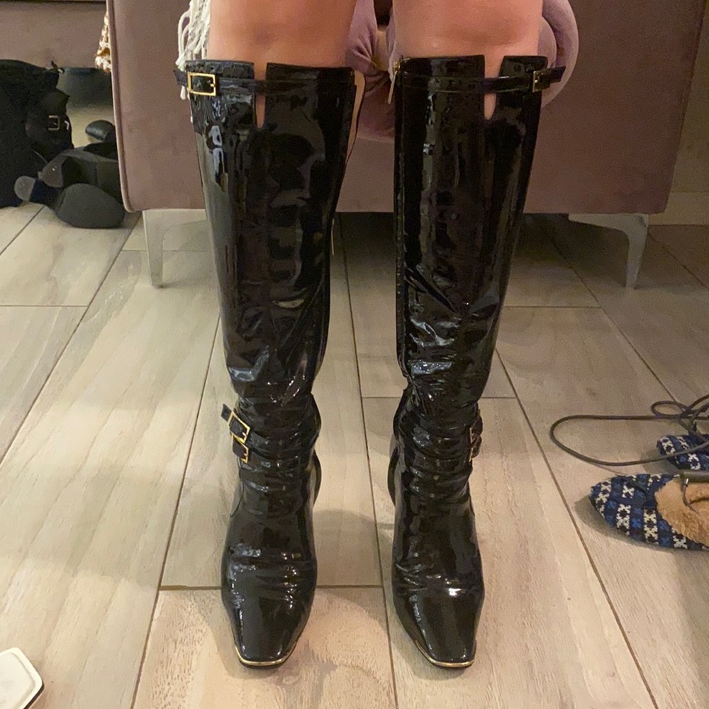 Jimmy Choo heel boots patent leather